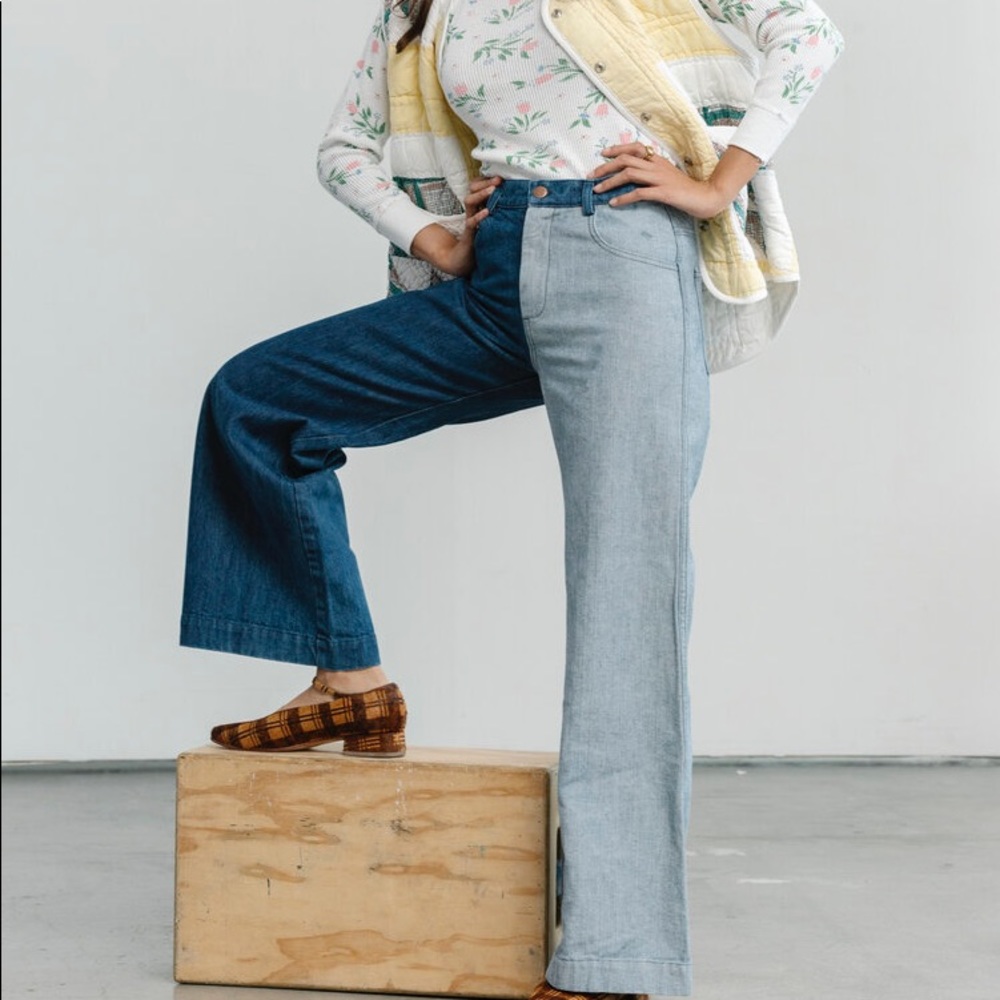 NWT Free People Made in USA Two tone denim